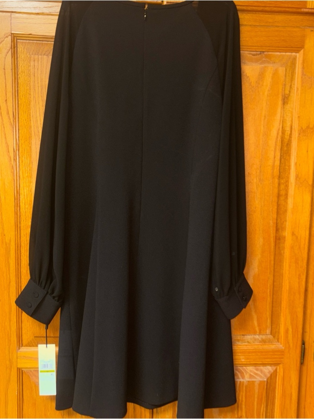 Calvin Klein Black Long-Sleeve Sheer-Sleeve Dress - Picture 5 of 16